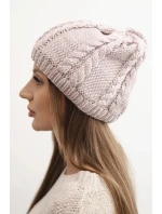 Dámska zimná vlnená čiapka s pleteným vzorom K452 fialová