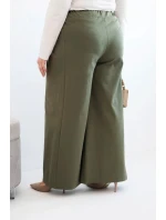 Dámské kalhoty Plus Size s širokými nohavicemi a model 21911620 khaki - K-Fashion