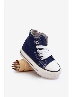 Dziecięce Wysokie Trampki Z Zamkiem Granatowe Filemon