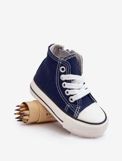 Dziecięce Wysokie Trampki Z Zamkiem Granatowe Filemon