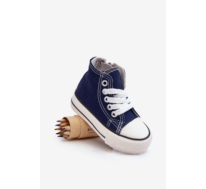 Dziecięce Wysokie Trampki Z Zamkiem Granatowe Filemon Dziecięce Wysokie Trampki Z Zamkiem Granatowe Filemon