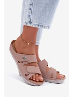 Dámske kožené papuče na suchý zips Inblu Dirty pink