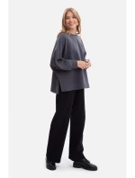 B306 Pletená mikina uvoľneného strihu - oceľová