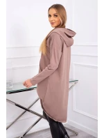 Mikina s dlhým chrbtom a kapucňou mocca Mikina s dlhým chrbtom a kapucňou mocca