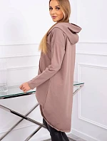 Mikina s dlhým chrbtom a kapucňou mocca