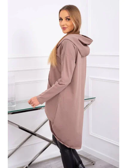 Mikina s dlhým chrbtom a kapucňou mocca Mikina s dlhým chrbtom a kapucňou mocca