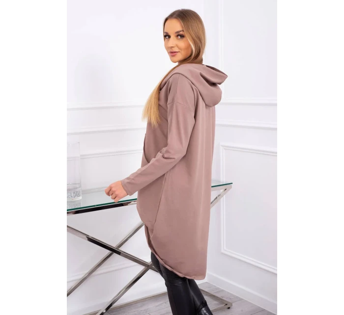 Mikina s dlhým chrbtom a kapucňou mocca Mikina s dlhým chrbtom a kapucňou mocca