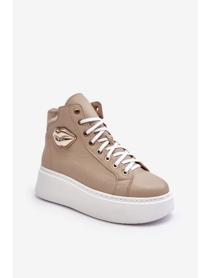 Trampki Damskie Wysokie Na Suwak Lemar Beżowe Katerin Trampki Damskie Wysokie Na Suwak Lemar Beżowe Katerin