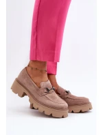 Masywne Mokasyny Damskie Zamszowe Beżowe Neloria Masywne Mokasyny Damskie Zamszowe Beżowe Neloria