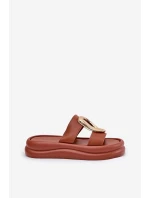 Dámské sandály na platformě se zlatým detailem Camel model 21687279 - Boto Dámské sandály na platformě se zlatým detailem Camel model 21687279 - Boto