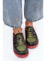 Skórzane Półbuty Damskie Wzorzyste Maciejka 06784-20 Czarne