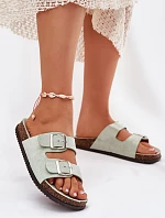 Klapki Damskie Z Klamrami Miętowe Oliena