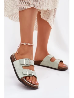 Klapki Damskie Z Klamrami Miętowe Oliena