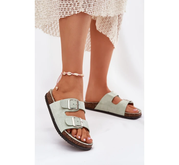 Klapki Damskie Z Klamrami Miętowe Oliena