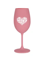 SRDCE - růžová sklenice na víno 350 ml