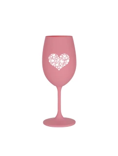 SRDCE - růžová sklenice na víno 350 ml