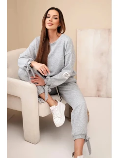 Dámska súprava z viskózy s mašľami butter grey