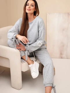 Dámska súprava z viskózy s mašľami butter grey