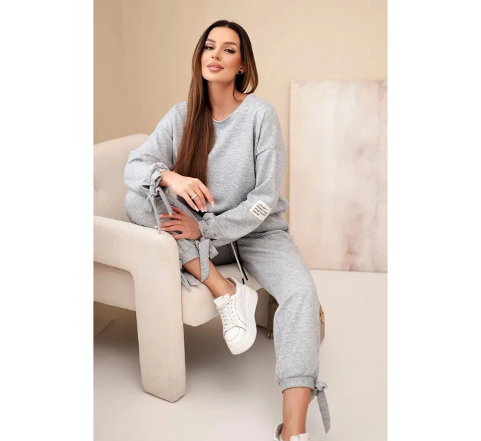 Dámska súprava z viskózy s mašľami butter grey