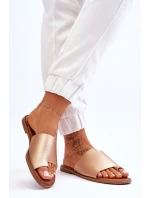 Dámské kožené žabky zlato model 21613216 - EVENTO