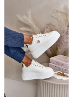 Tenisky Sportovní Boty Dámské Zateplené Na Masivní Podešvi Bílé model 21668392 - Boto Tenisky Sportovní Boty Dámské Zateplené Na Masivní Podešvi Bílé model 21668392 - Boto