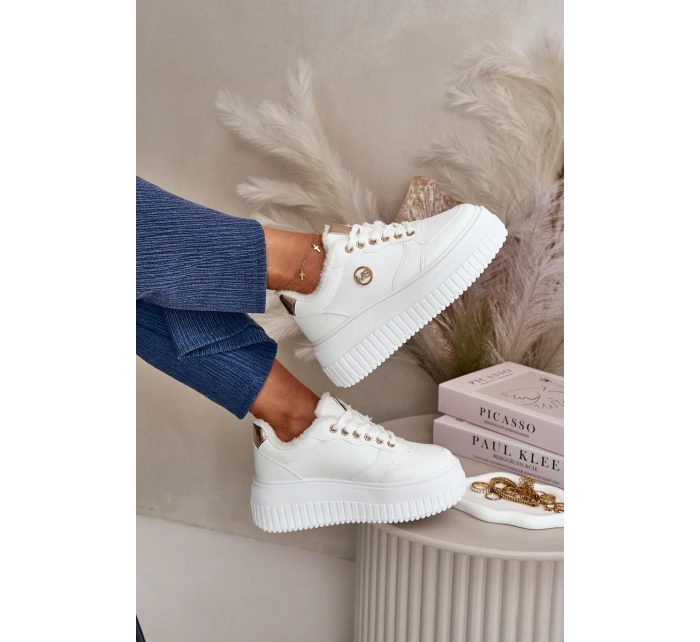 Tenisky Sportovní Boty Dámské Zateplené Na Masivní Podešvi Bílé model 21668392 - Boto Tenisky Sportovní Boty Dámské Zateplené Na Masivní Podešvi Bílé model 21668392 - Boto