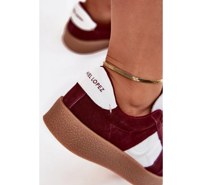 Zamszowe Sneakersy Damskie Daniel Lopez Just Dare SS2D4023 Bordowe