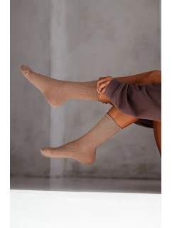 Dámské ponožky v pruhy béžové