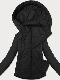 zateplená černá dámská bunda se stojáčkem a kapucí model 21066740 - J.STYLE