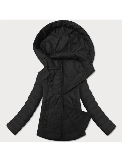 zateplená černá dámská bunda se stojáčkem a kapucí model 21066740 - J.STYLE