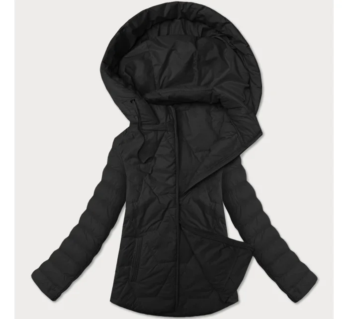 zateplená černá dámská bunda se stojáčkem a kapucí model 21066740 - J.STYLE