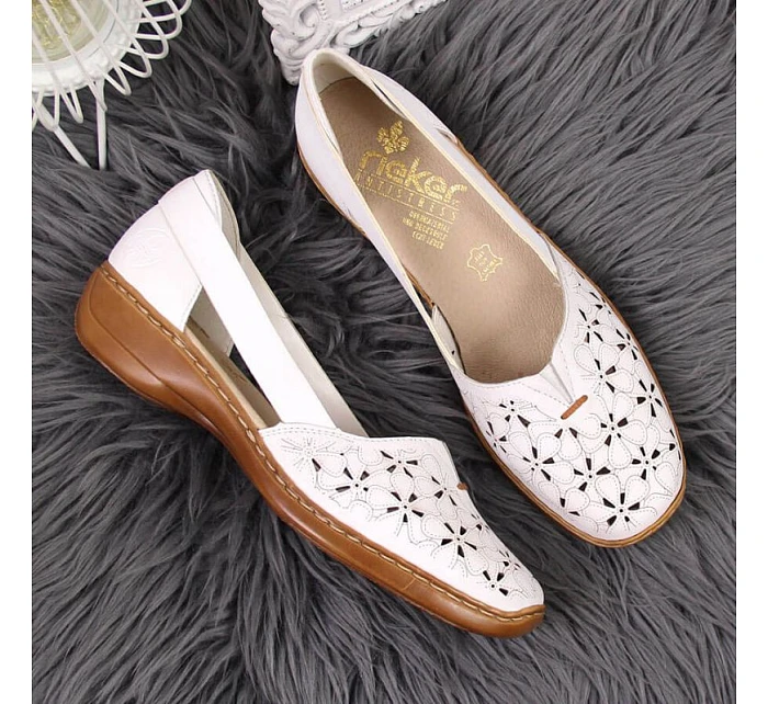 W bílá kožená polobotka model 22050397 - Rieker