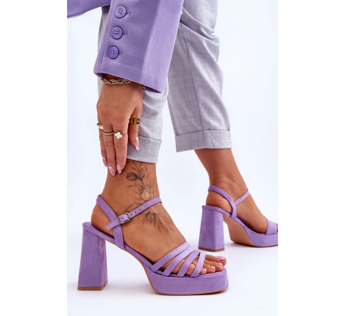 Damskie Zamszowe Sandały Na Obcasie I Platformie Fioletowe Verda Damskie Zamszowe Sandały Na Obcasie I Platformie Fioletowe Verda