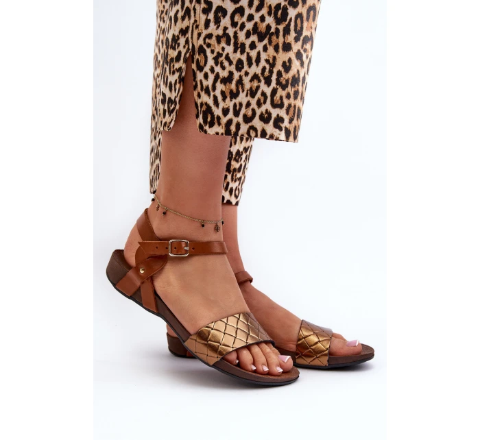 Ploché Kožené Dámské Sandály model 21661414 - Zazoo Ploché Kožené Dámské Sandály model 21661414 - Zazoo