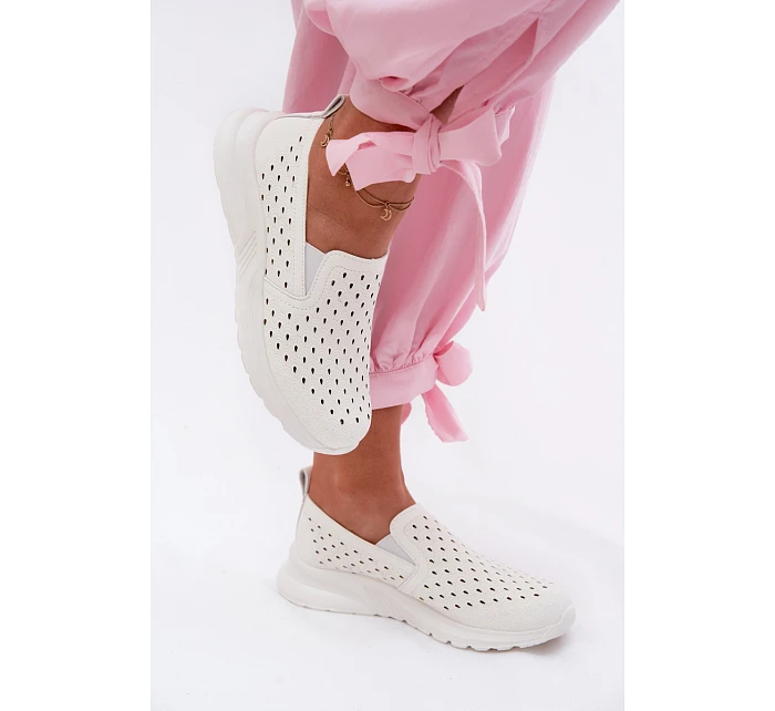 Dámské nazouvací síťované polobotky z umělé kůže bílé model 22123296 - EVENTO