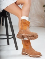 Dámské semišové velbloudí kozačky Dstreet model 21994426 - FashionStreet