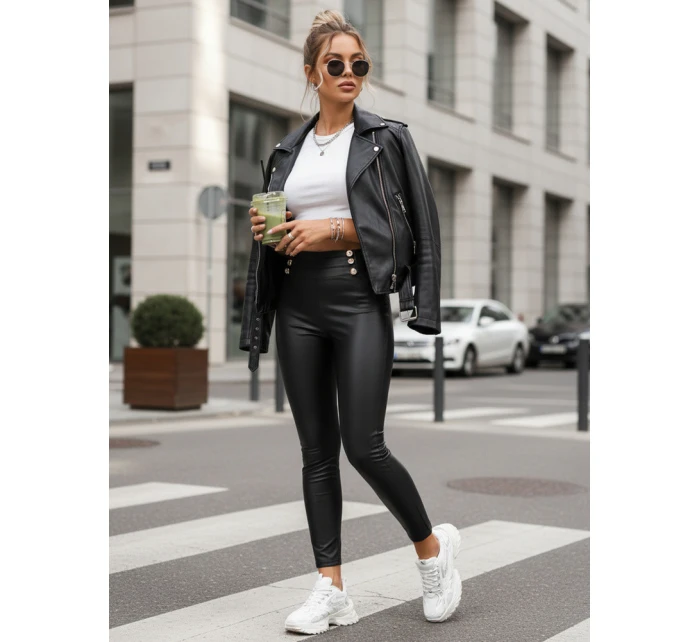 Legginsy damskie z wysokim stanem czarne model 22016693 - FashionStreet