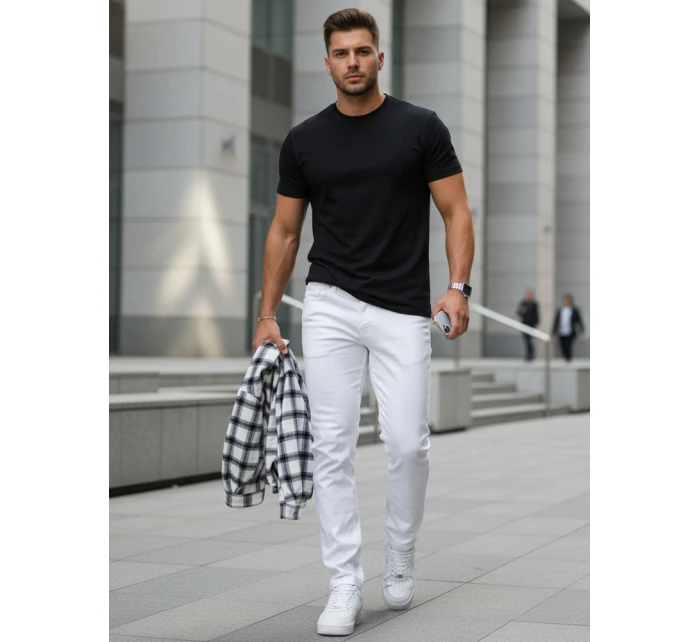 Pánske biele slim fit džínsy FashionStreet UX4477