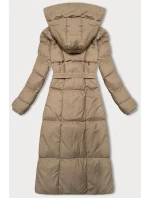 Zimowa damska kurtka z paskiem ciemny beżowy model 21247767 - J.STYLE