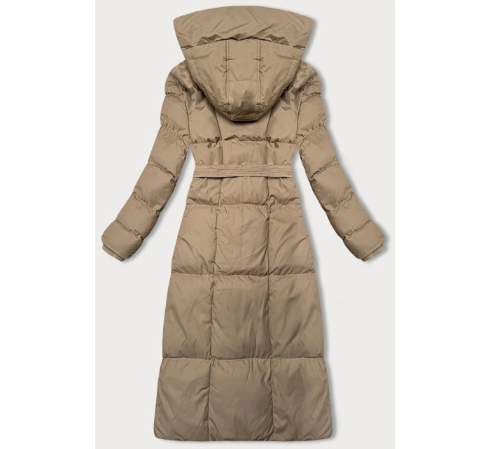 Zimowa damska kurtka z paskiem ciemny beżowy model 21247767 - J.STYLE