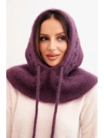 Dámska čiapka s kapucňou a pleteným vzorom fialová Dámska čiapka s kapucňou a pleteným vzorom fialová