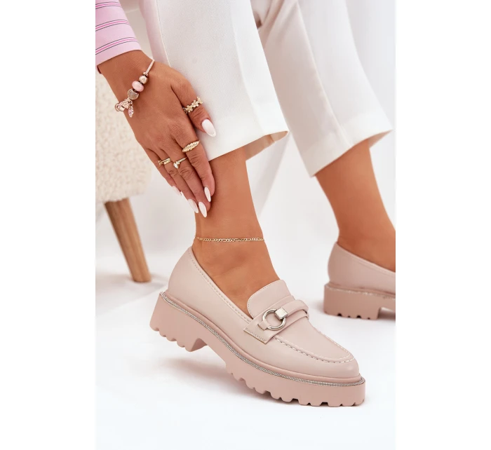 Dámské Mokasíny Ozdobené Zirkony Béžové model 21690339 - Boto Dámské Mokasíny Ozdobené Zirkony Béžové model 21690339 - Boto