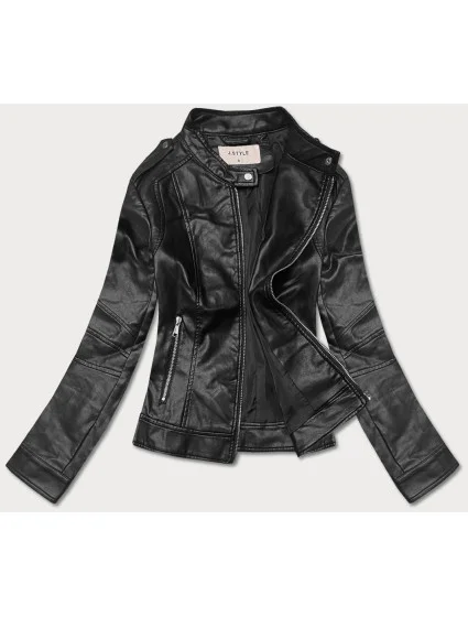 Čierna bunda ramoneska so stojačikom (11Z8050)