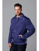 Tmavě modrá pánská prošívaná bunda s límcem model 18344909 - J.STYLE Tmavě modrá pánská prošívaná bunda s límcem model 18344909 - J.STYLE