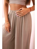 Dámske široké nohavice z viskózy s elastickým ťavím pásom