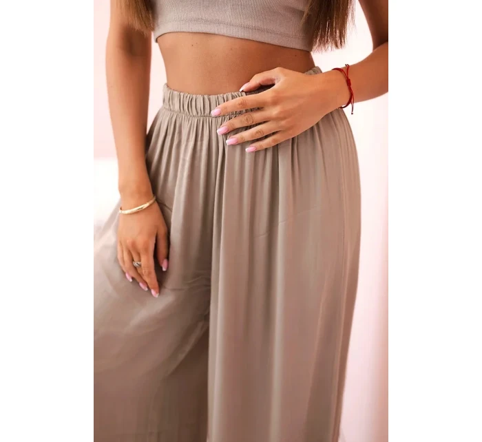 Dámske široké nohavice z viskózy s elastickým ťavím pásom