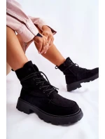 Dámské semišové kozačky zavazované Černá model 21593395 - Boto