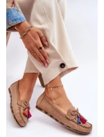 Zamszowe Mokasyny Z Kokardą I Frędzlami Ciemnobeżowe Dorine Zamszowe Mokasyny Z Kokardą I Frędzlami Ciemnobeżowe Dorine