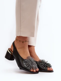 Kůže Sandály Na Podpatku  Hnědé model 21647404 - Laura Messi