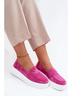 Kožené semišové dámské polobotky na platformě nazouvací model 22126219 - VINCEZA